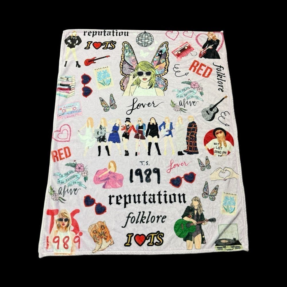 Taylor Swift 1989 Folklore Retro Colorful Graphic Blanket Throw 50” x 38”
